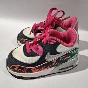 Rare Nike Air Max 90 Toddler Youth Size 5c Shoes 704955-001 Black White Hot Pink